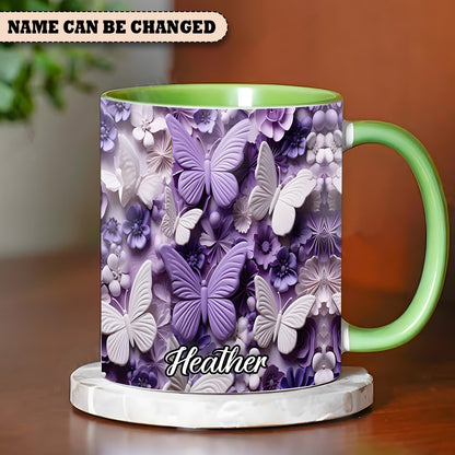 Purple Butterfly - Personalized Accent Mug