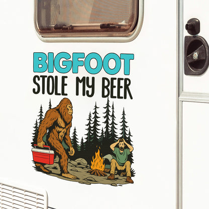 Bigfoot Stole My Beer - Funny Bigfoot Decal, Camper Decal, RV Decal, Happy Camper