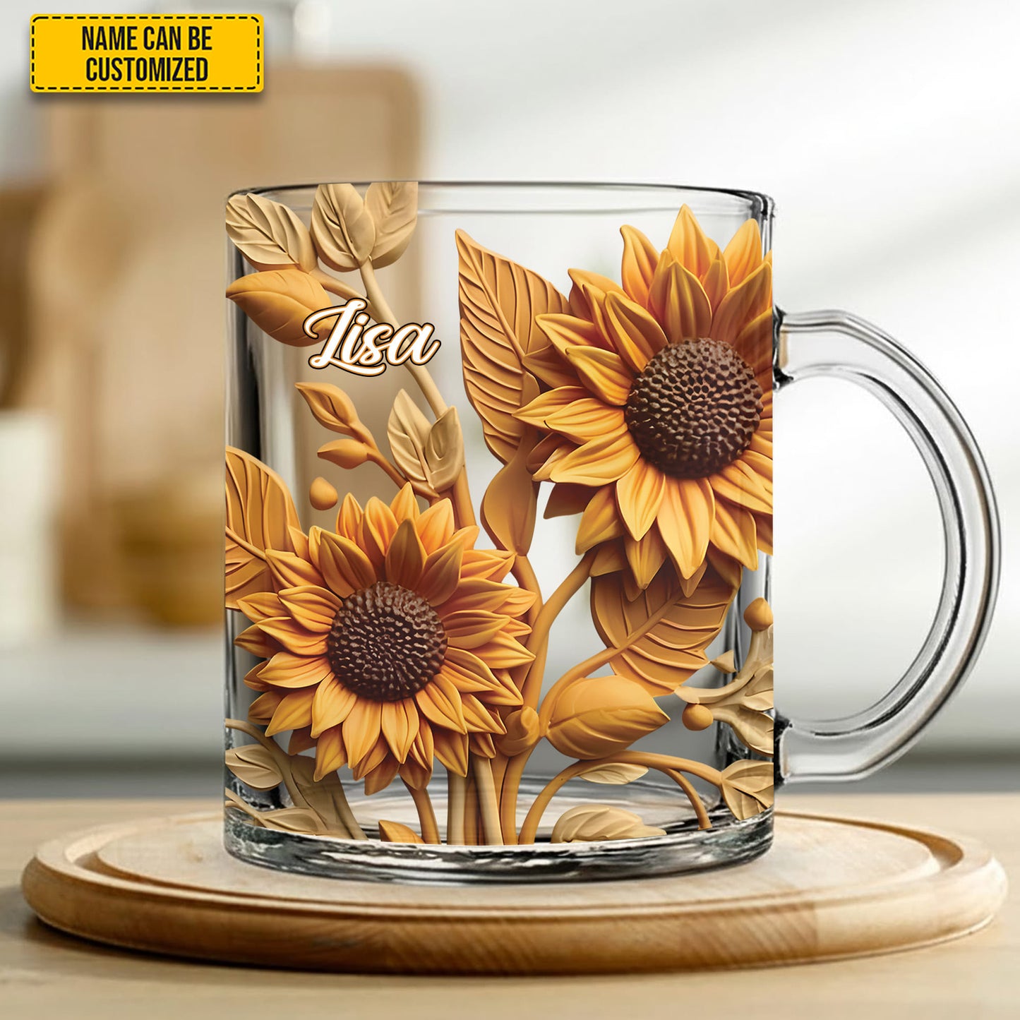 Beautiful Sunflower - Personalized Sunflower Glass Mug