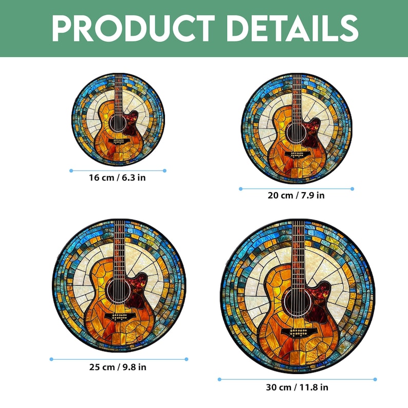 Guitar Faux Stained Glass Suncatcher