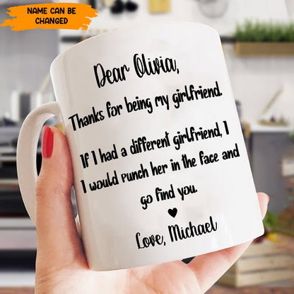 Funny Love Note Gift for Girlfriend – Personalized Couple White Mug
