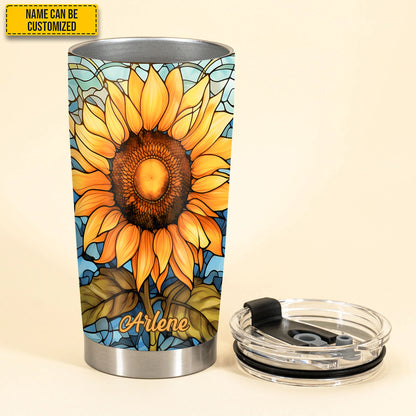 Personalized Stained Glass Sunflower Tumbler