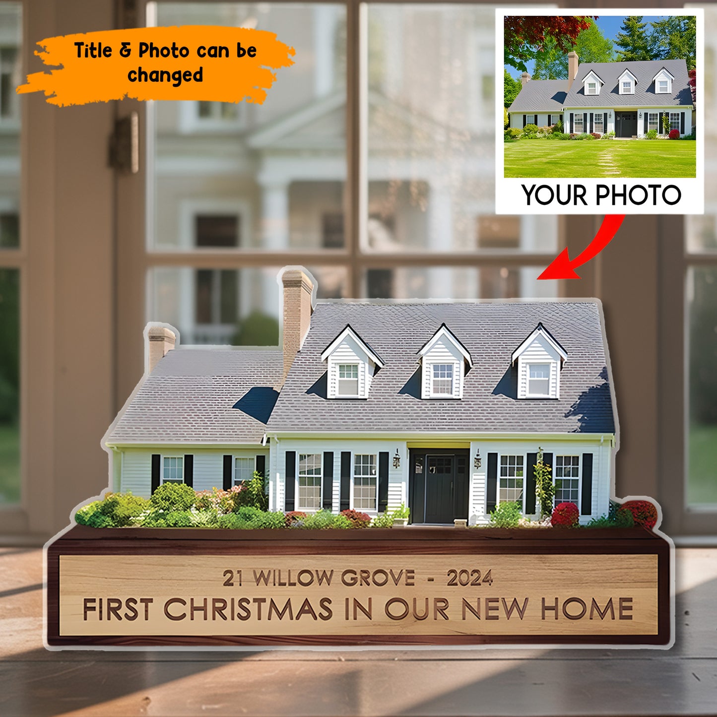 House Acrylic Plaque , Wooden Standee Customized, Personalized Shape