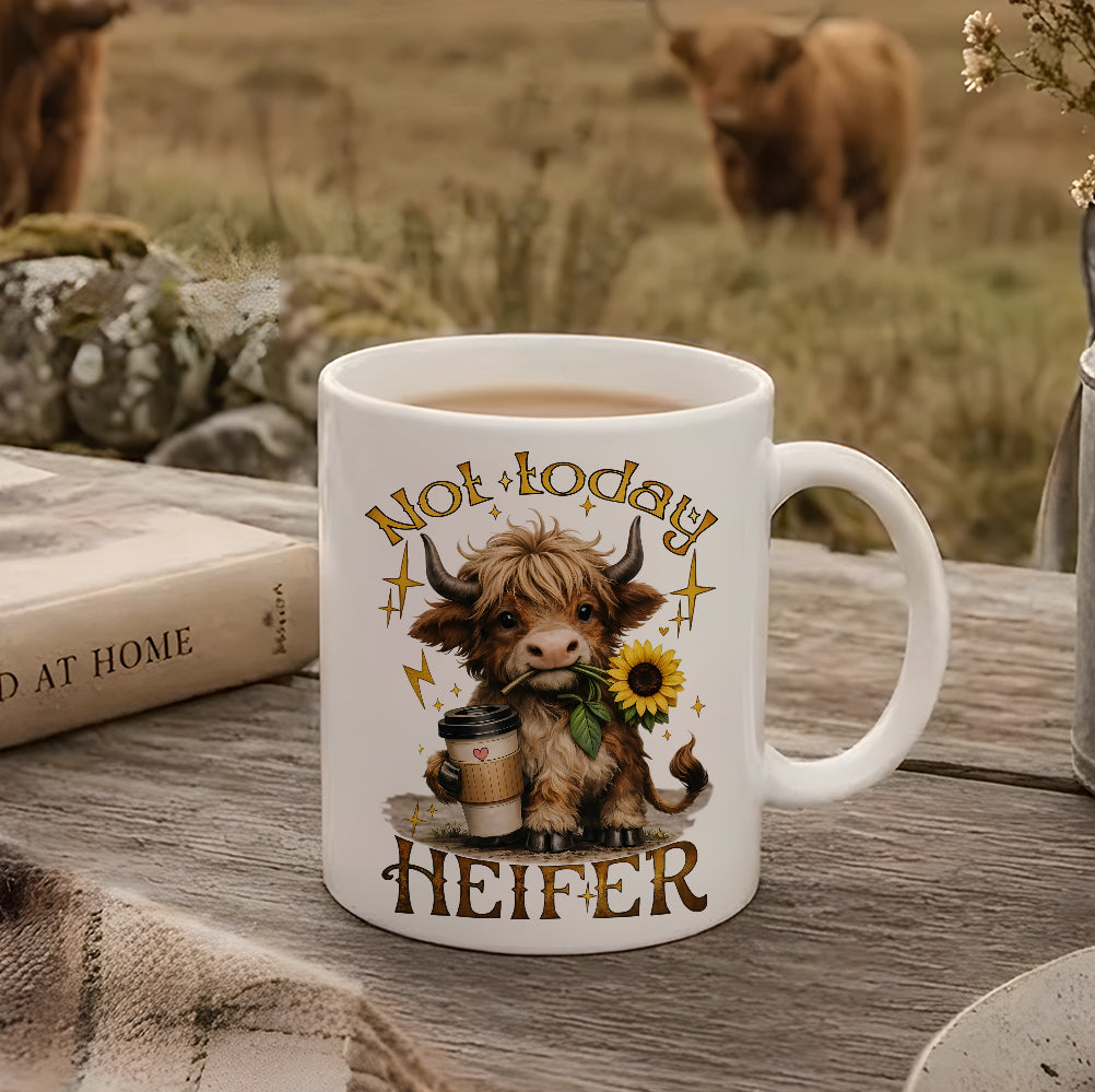 Not Today Heifer – Highland Cow White Mug