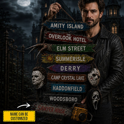 Personalized Halloween Horror Wooden Sign Version 2