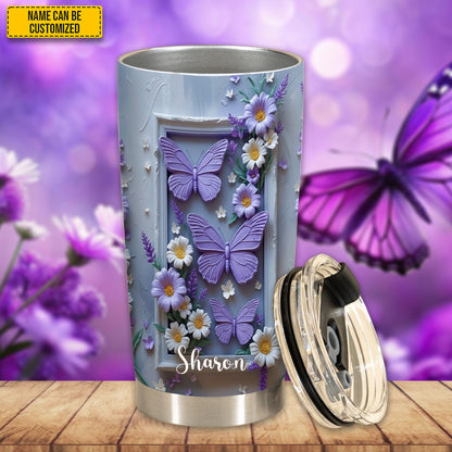 Personalized Butterfly Floral Tumbler