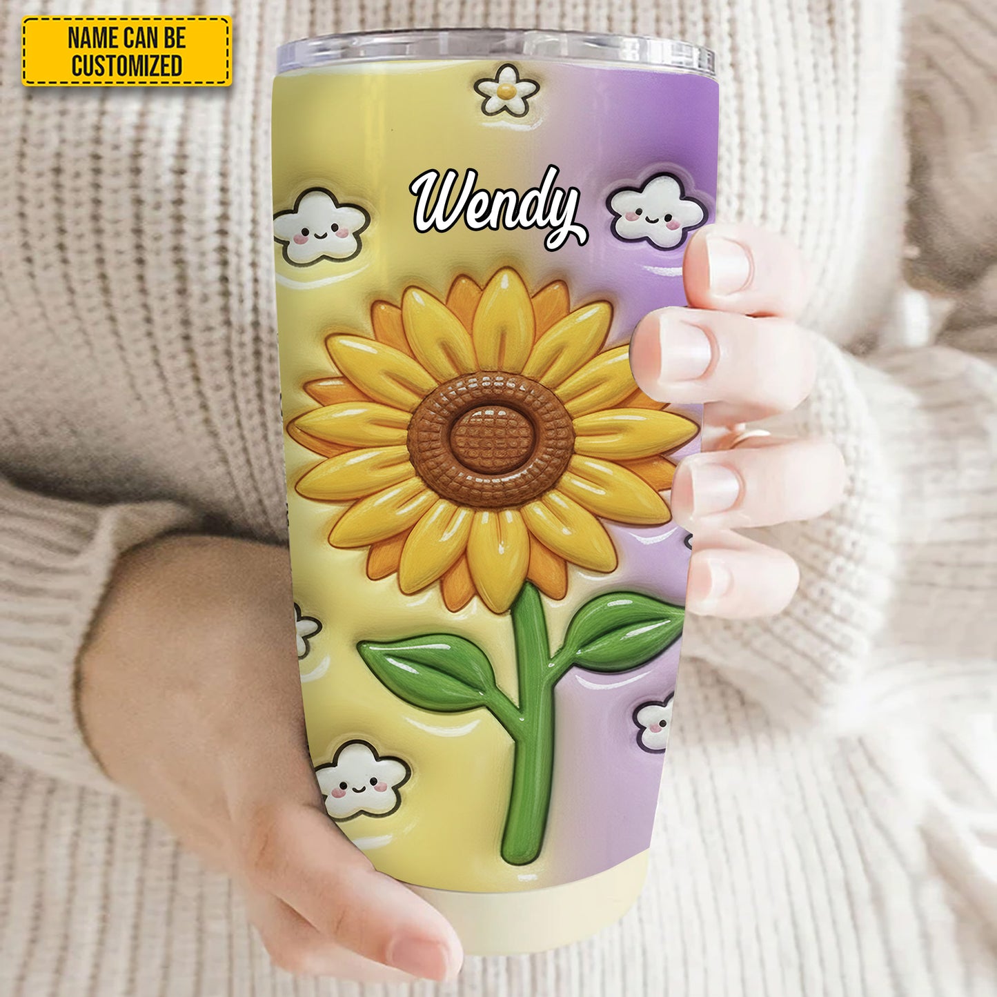 Personalized Sunflower Inflated Tumbler