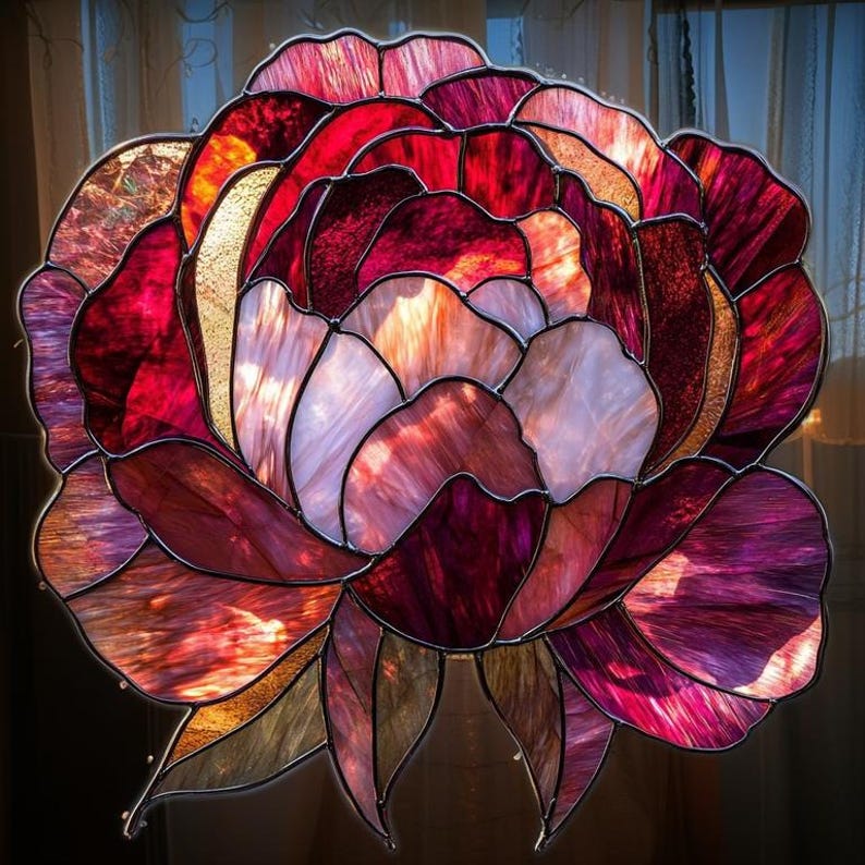 Romantic Peony Faux Acrylic Window Hanging