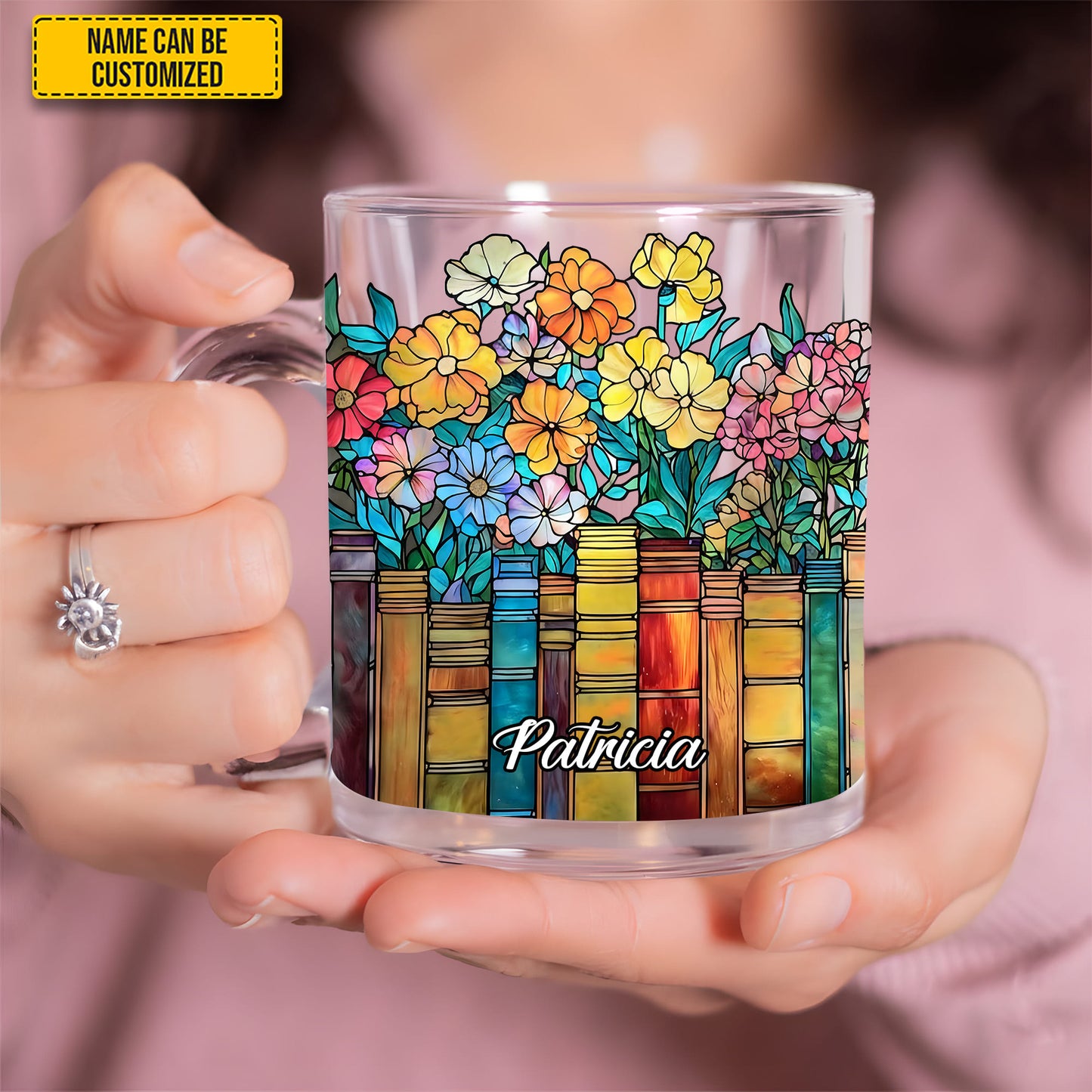 Book Flowers - Personalized Book Glass Mug
