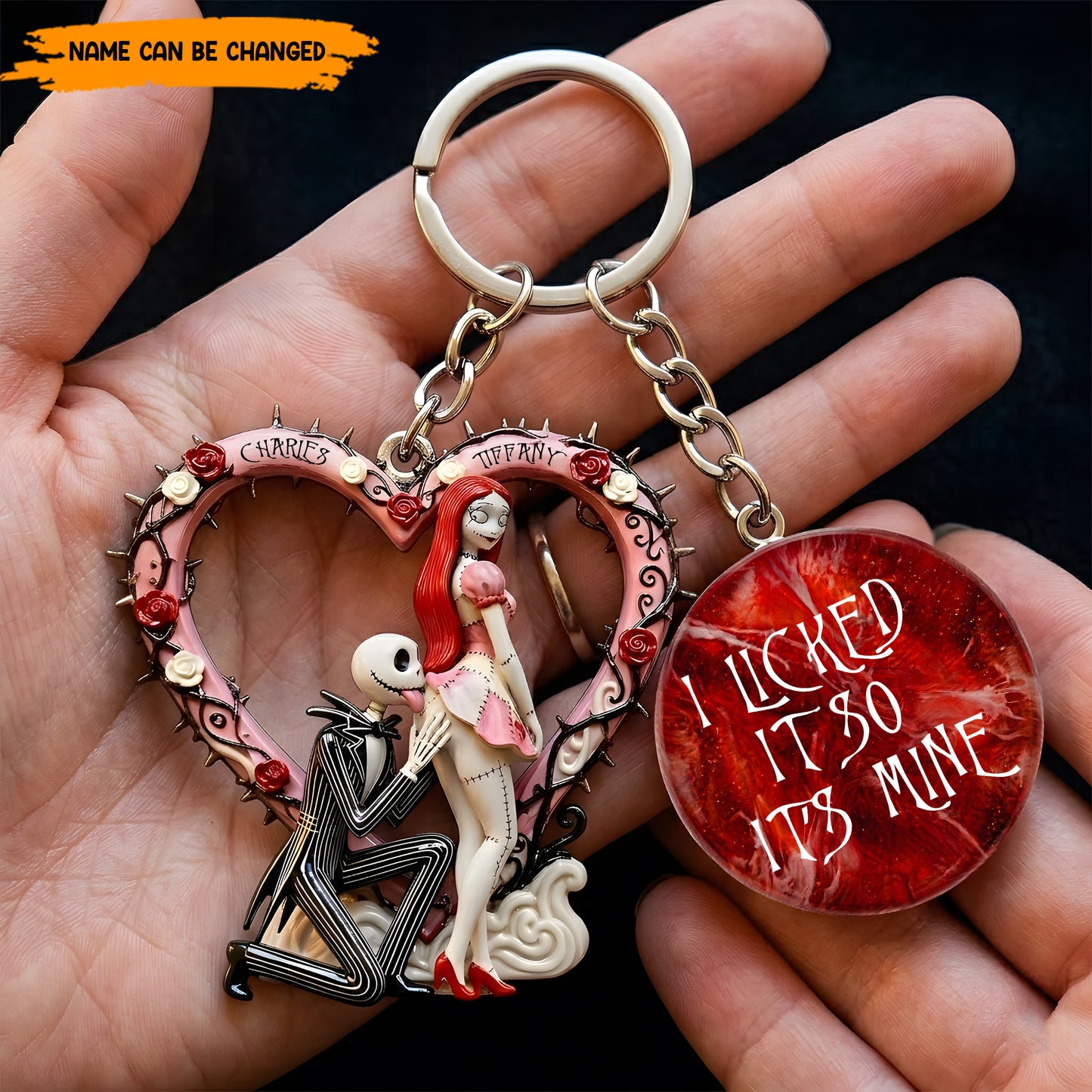 Personalized Gothic Couple Keychain