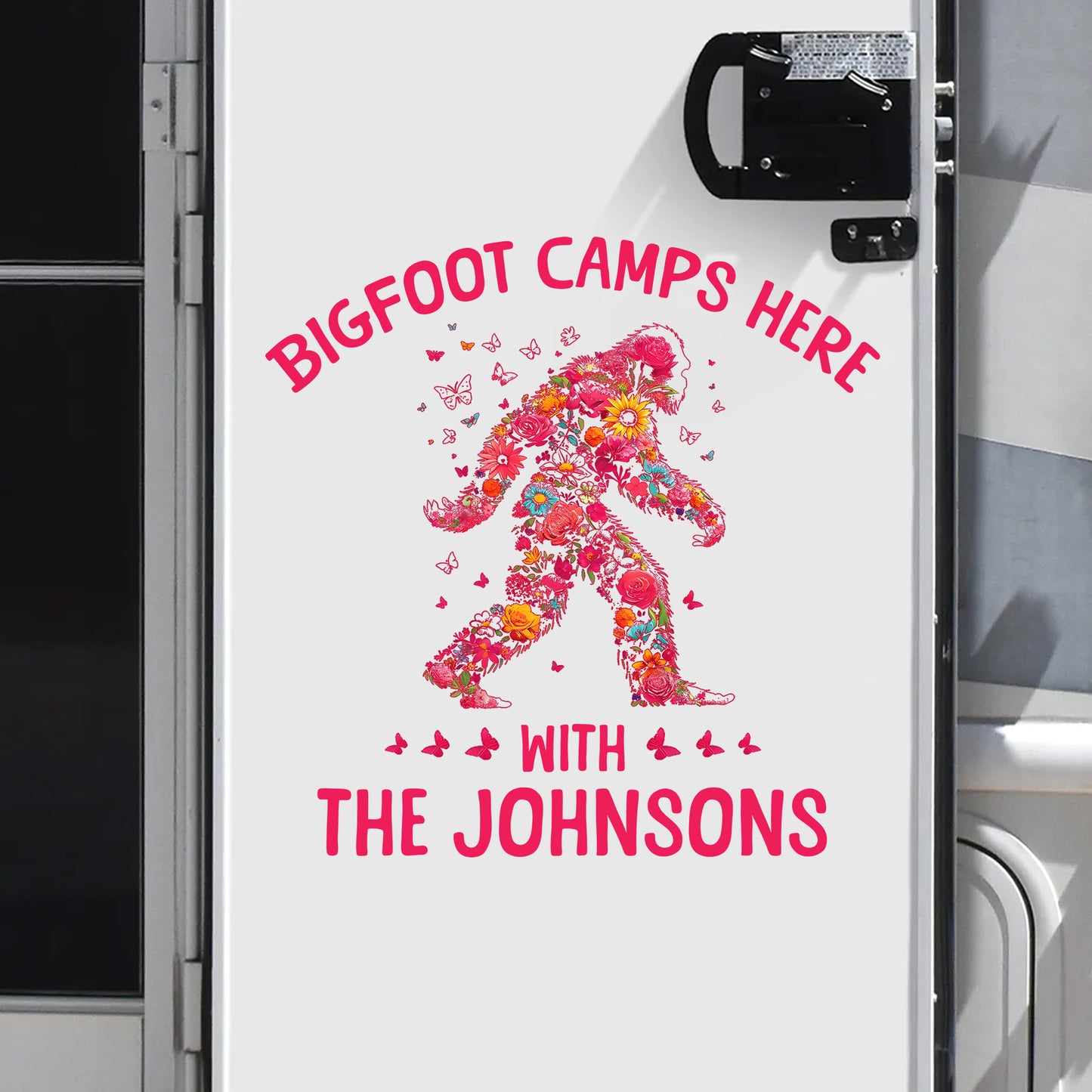 Bigfoot Camps Here - Personalized Bigfoot Decal