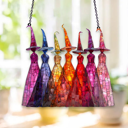 Colorful Witch ACRYLIC Window Suncatcher Decor