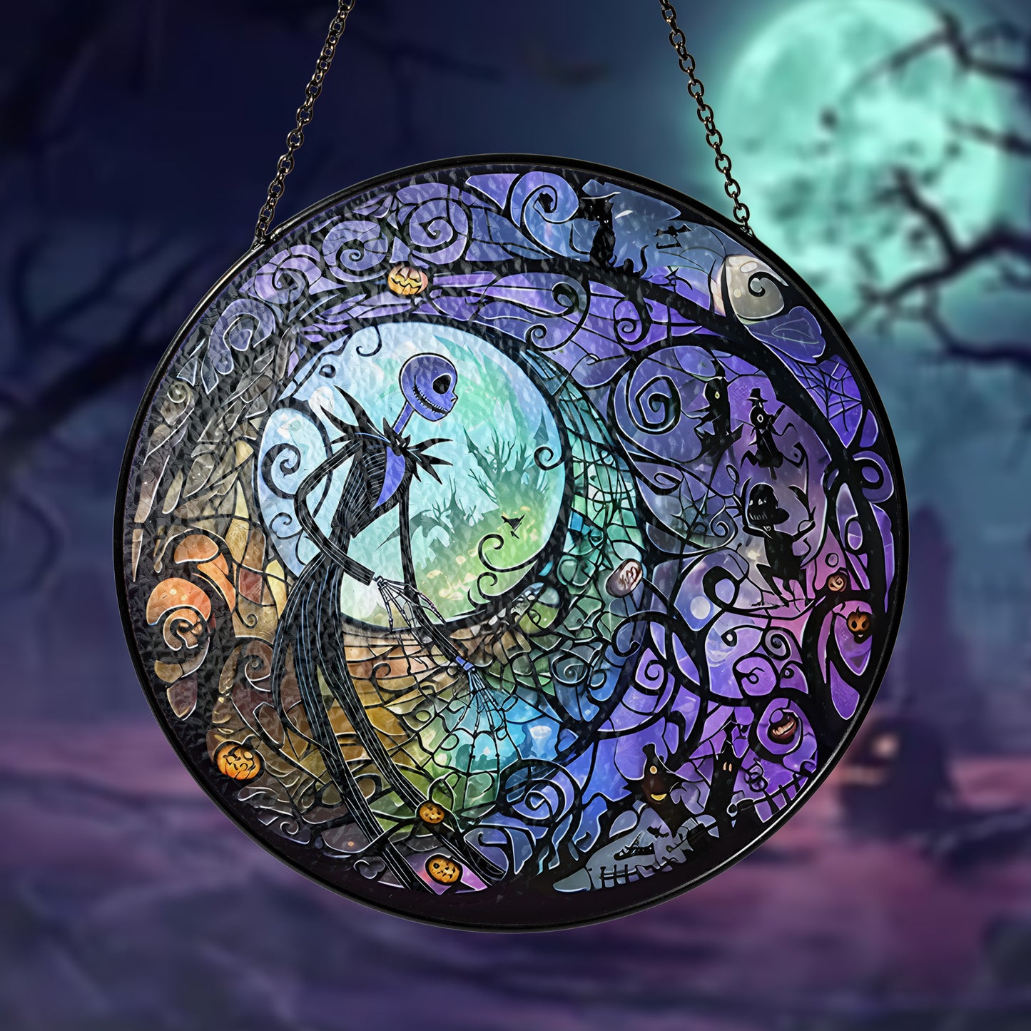 Halloween Night Stained Glass Suncatcher