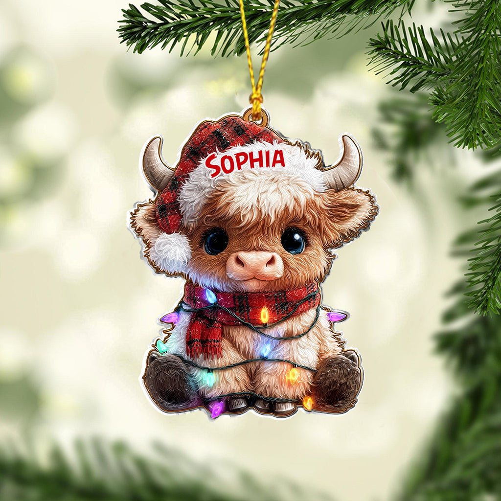 Christmas Highland Cow - Personalized Highland Cow Ornament