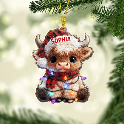 Christmas Highland Cow - Personalized Highland Cow Ornament