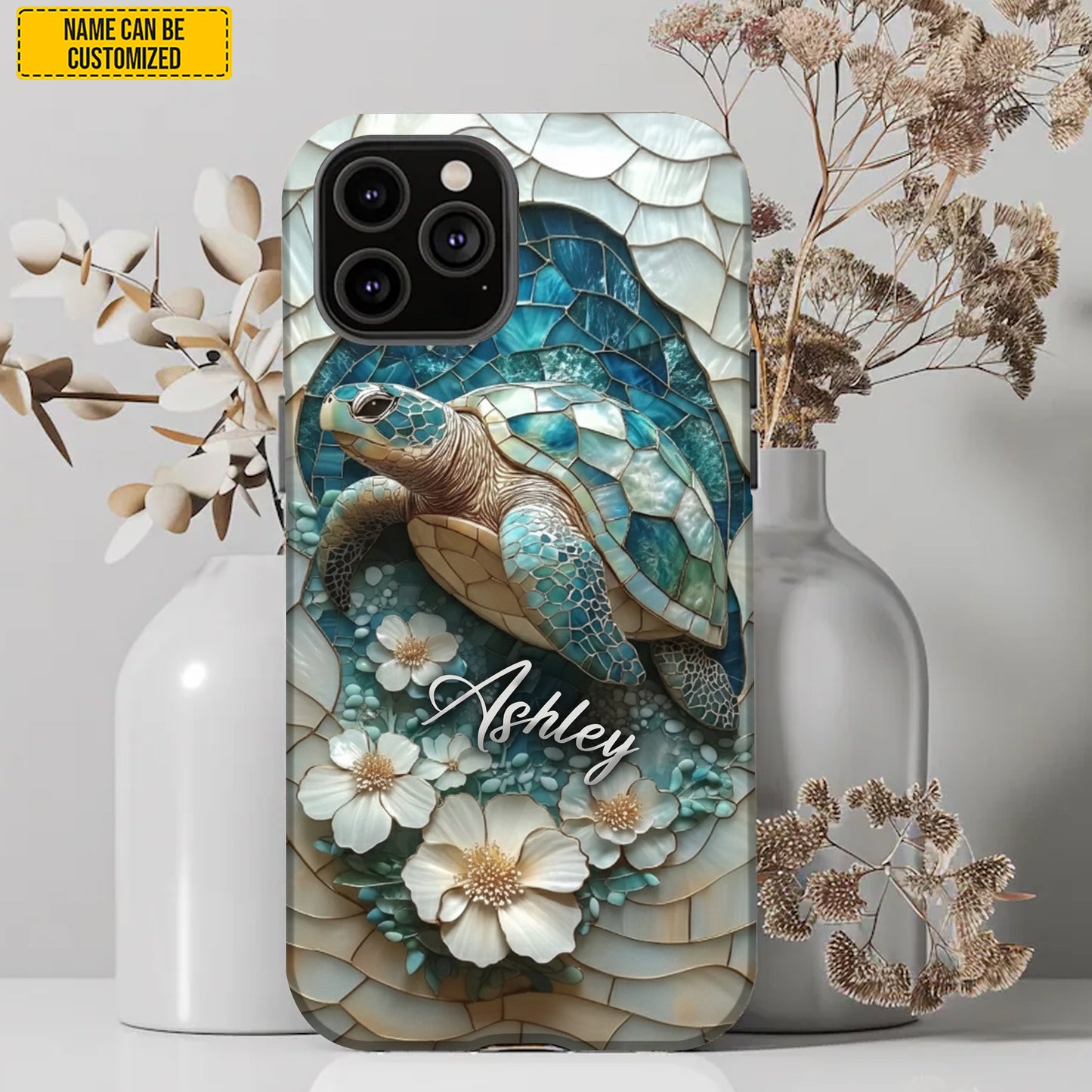 Personalized Turtle Ocean Flower Phone Case