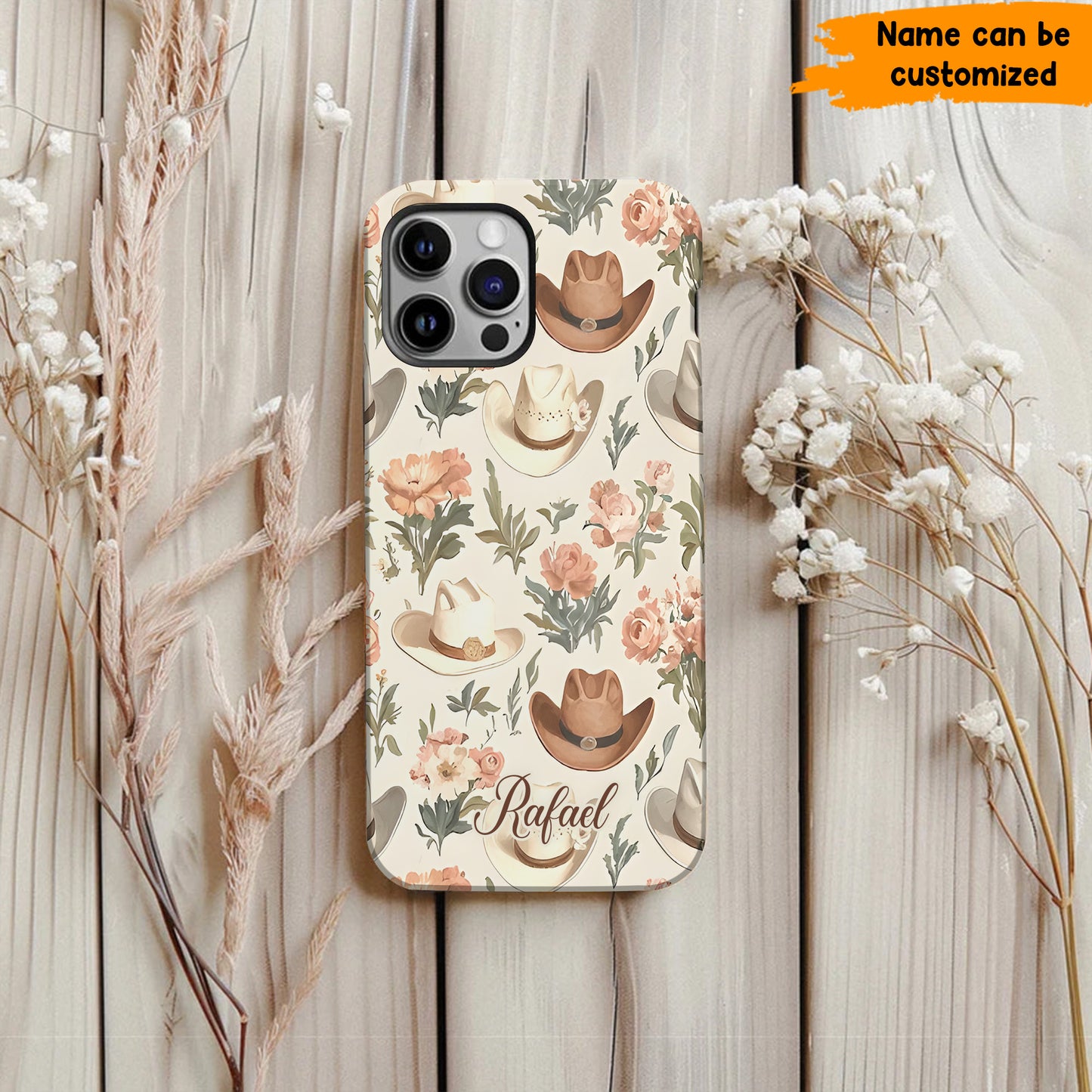 Cowgirl Hat Flowers - Personalized Phone Case