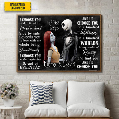 “I Choose You” - Personalized Gothic Couple Canvas & Poster