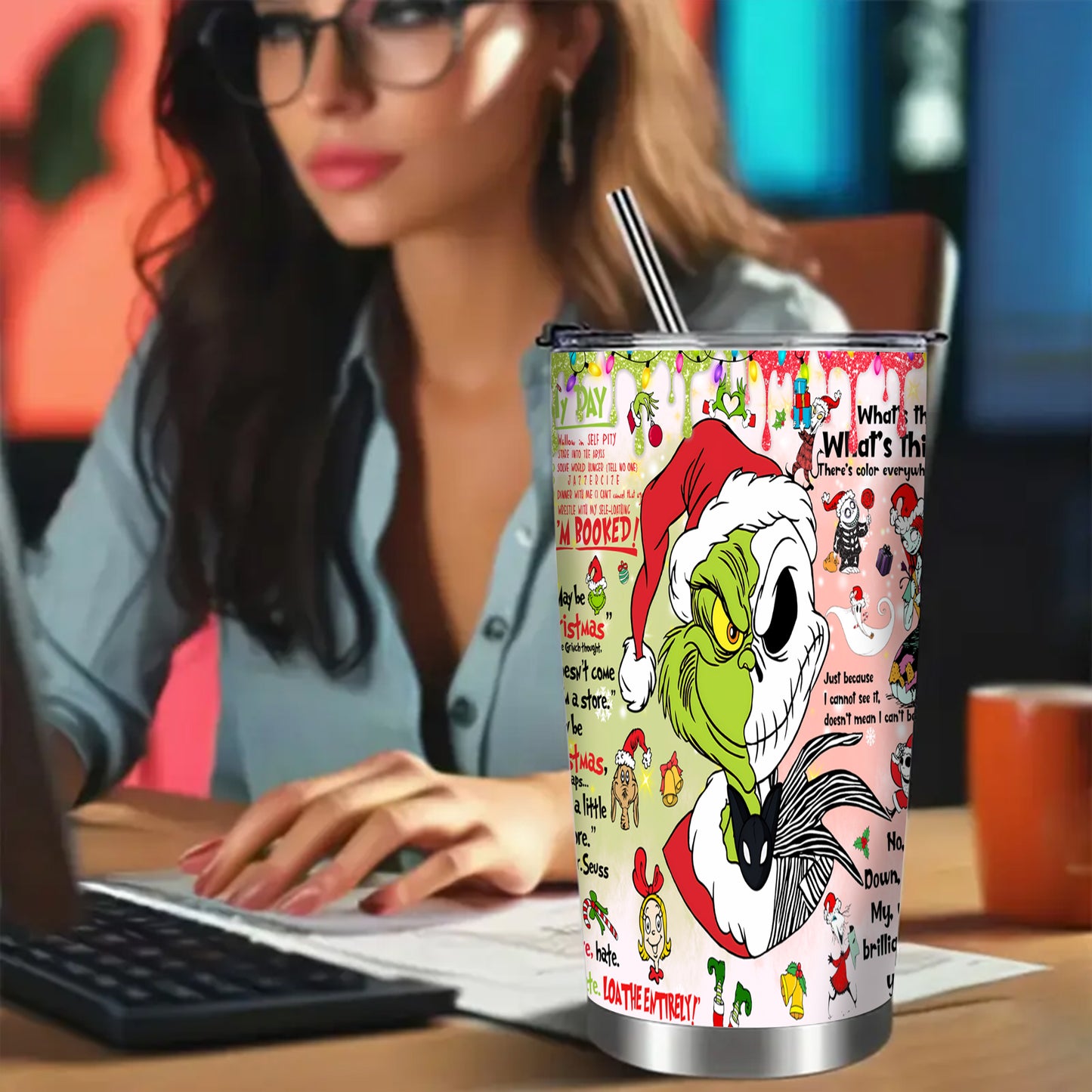 Funny Green Naughty Christmas Tumbler