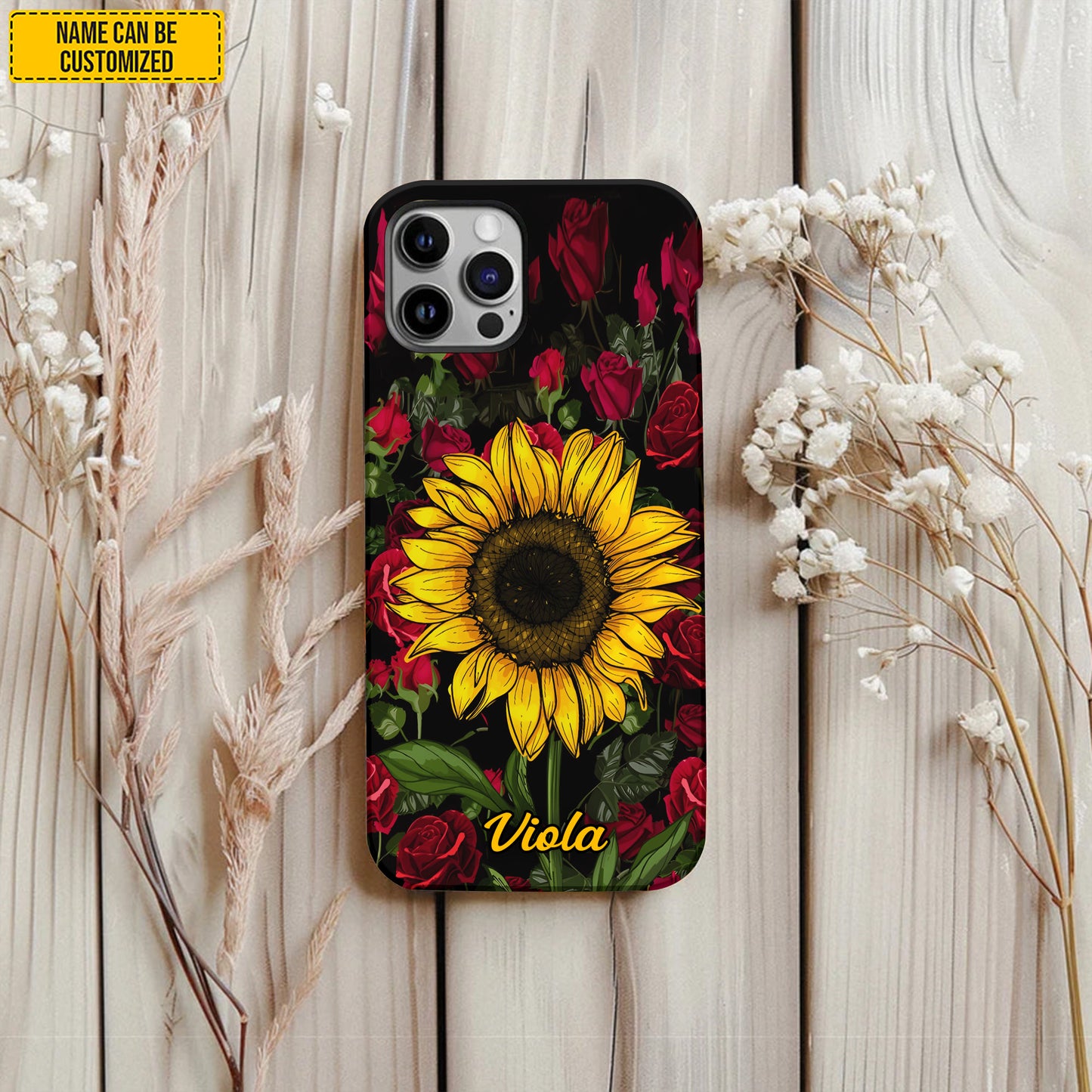 Personalized Sunflower & Rose Phone Case