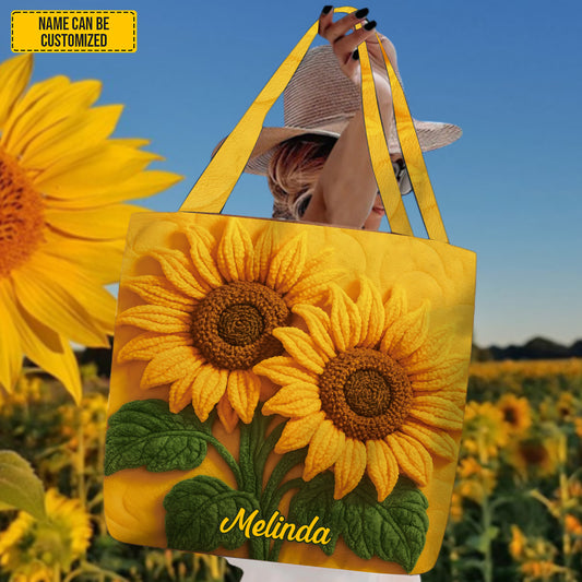 Love Sunflowers - Personalized Sunflower Tote Bag