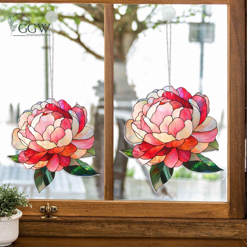 Peony Suncatcher ACRYLIC Hanging Sign