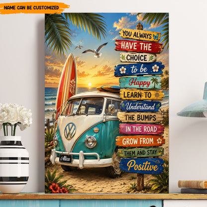 Positive Beach Hippie Van  – Personalized Poster Canvas