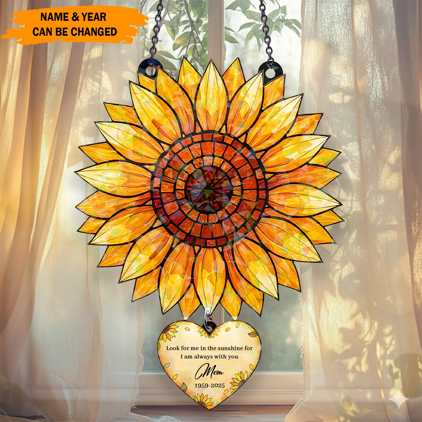 Personalized Sunflower Memorial Acrylic Window
