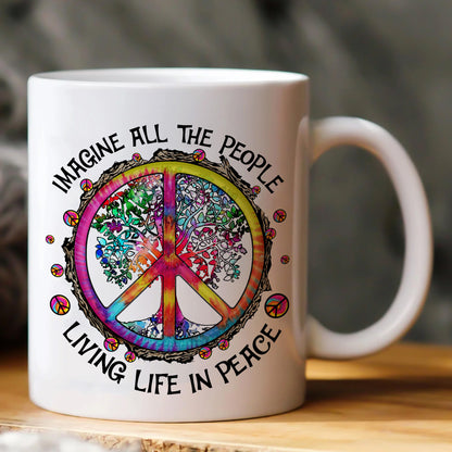 Imagine All The People - Hippie White Mug