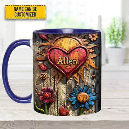 Hippie Heart Symbol - Personalized Hippie Accent Mug