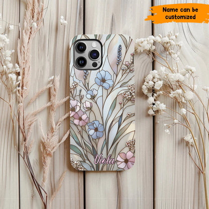 Wildflower Stained Glass Effect  – Personalized Flower Phone Case
