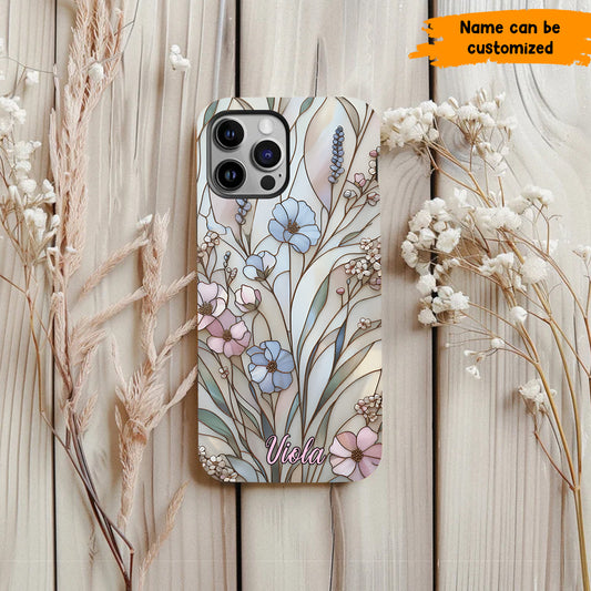 Wildflower Stained Glass Effect  – Personalized Flower Phone Case