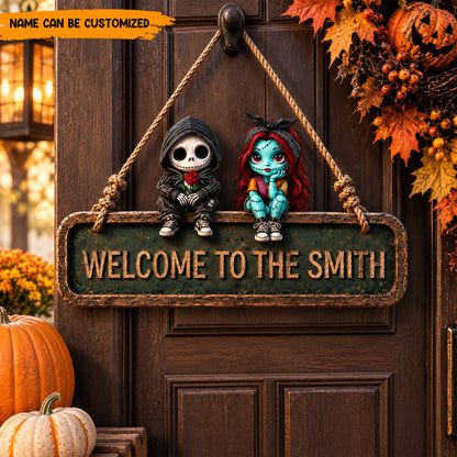 Personalized Halloween Couple Wooden Sign