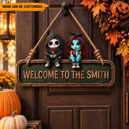 Personalized Halloween Couple Wooden Sign