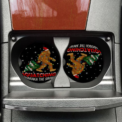 Funny Sasquatch & Christmas Tree Car Coaster