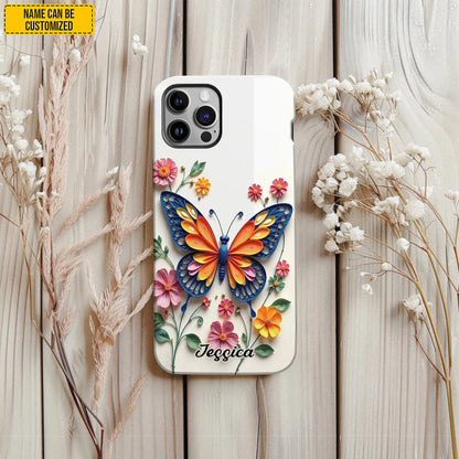 Personalized Butterfly & Floral Phone Case