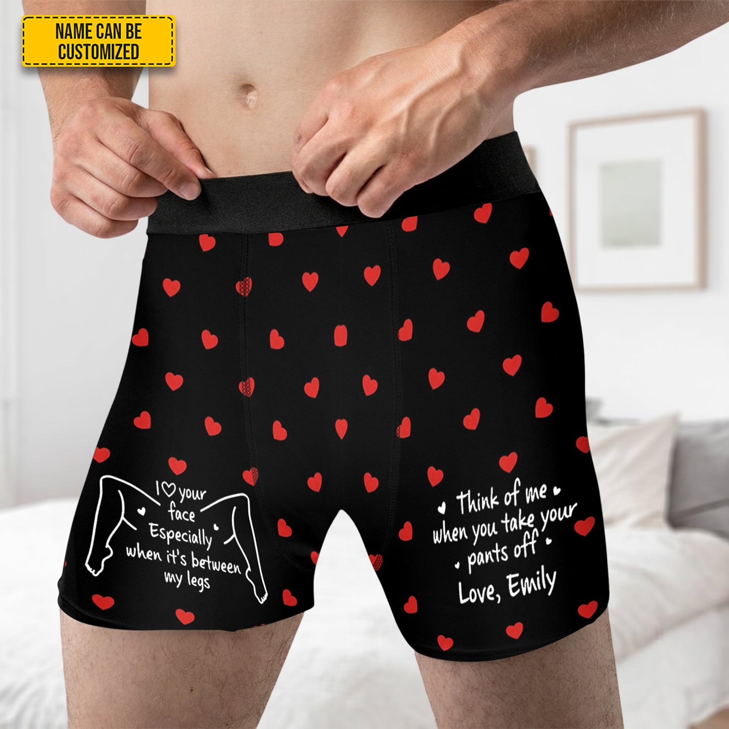 Think of Me When You Take Your Pants Off – Personalized Couple Men’s Boxer Briefs