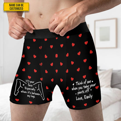 Think of Me When You Take Your Pants Off – Personalized Couple Men’s Boxer Briefs