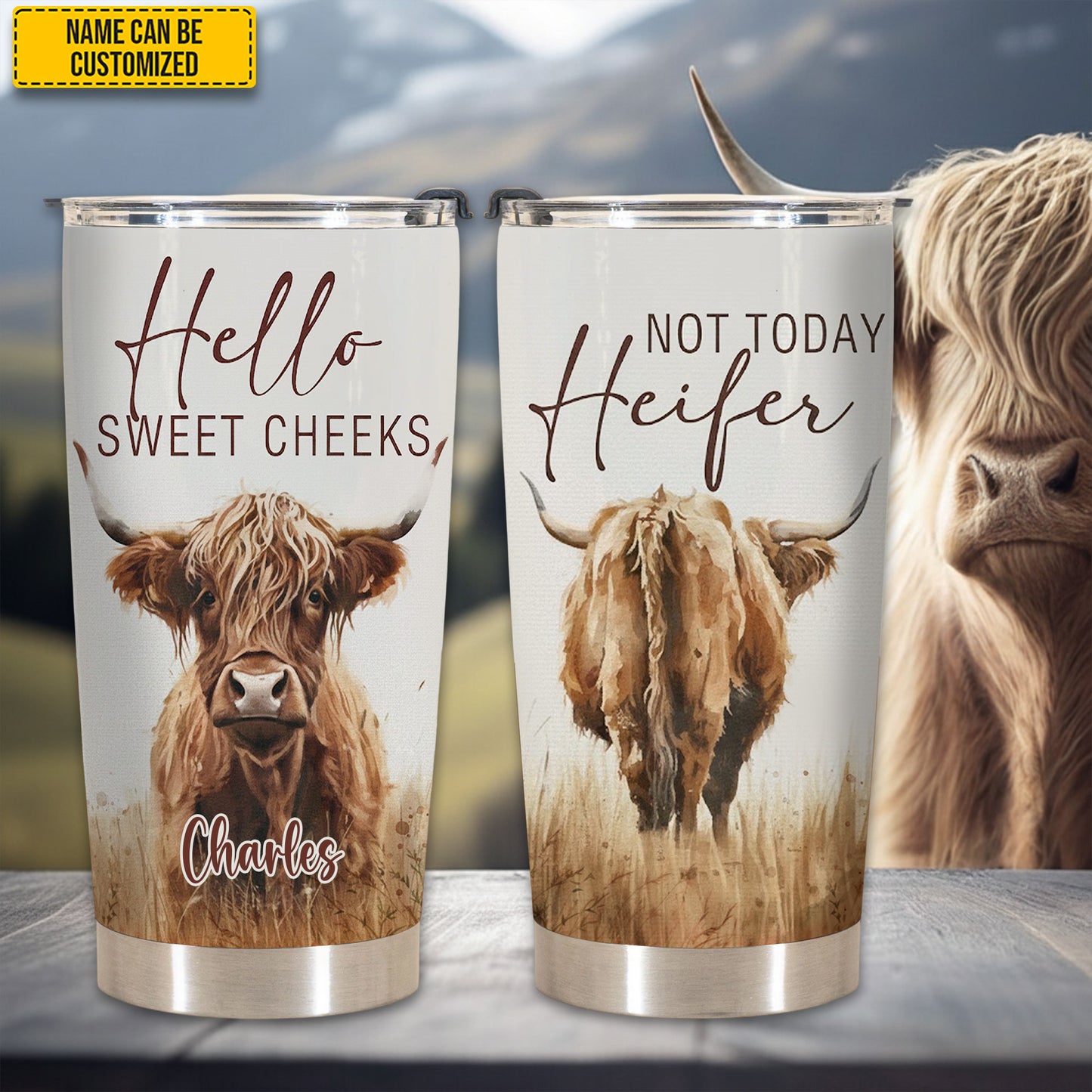 Hello Sweet Cheeks  - Personalized Cow Tumbler