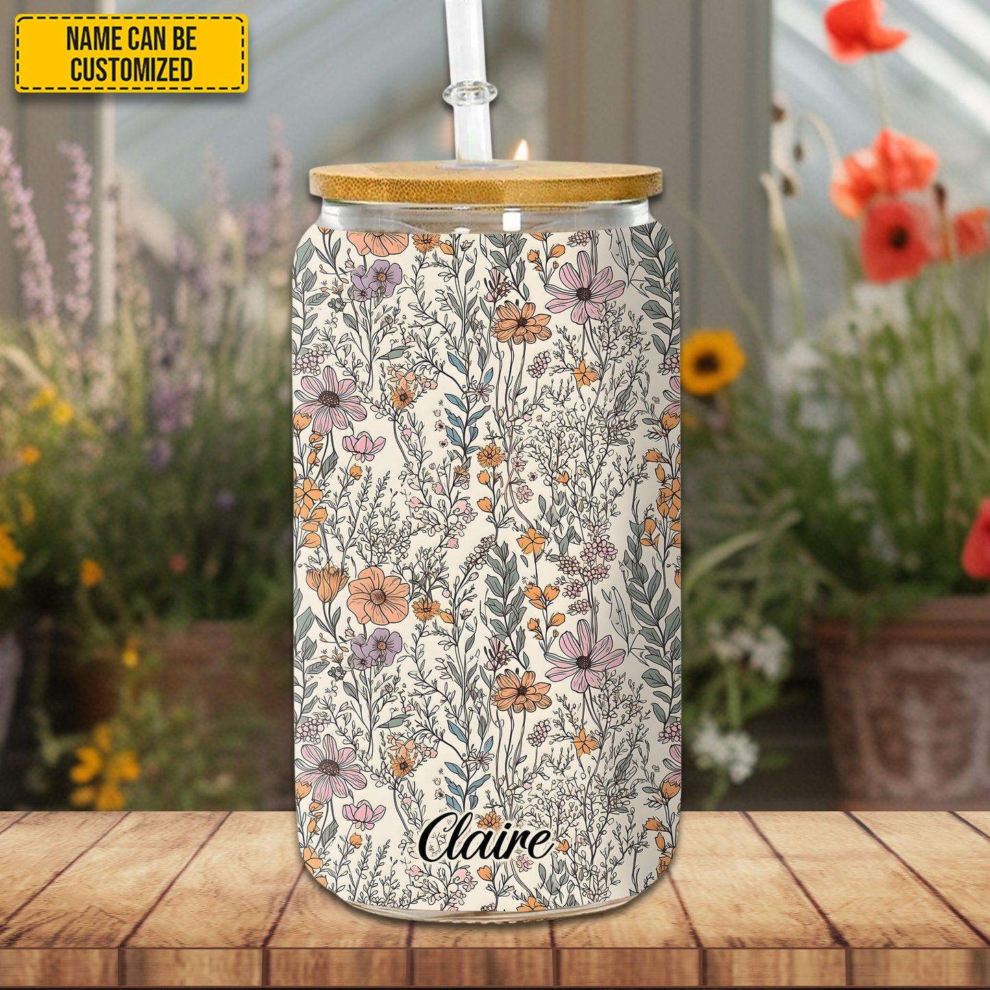 Wildflower Garden Glass - Personalized Tumbler Glass