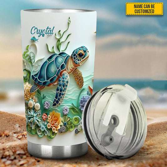 Beautiful Turtle & Ocean - Personalized Turtle Tumbler