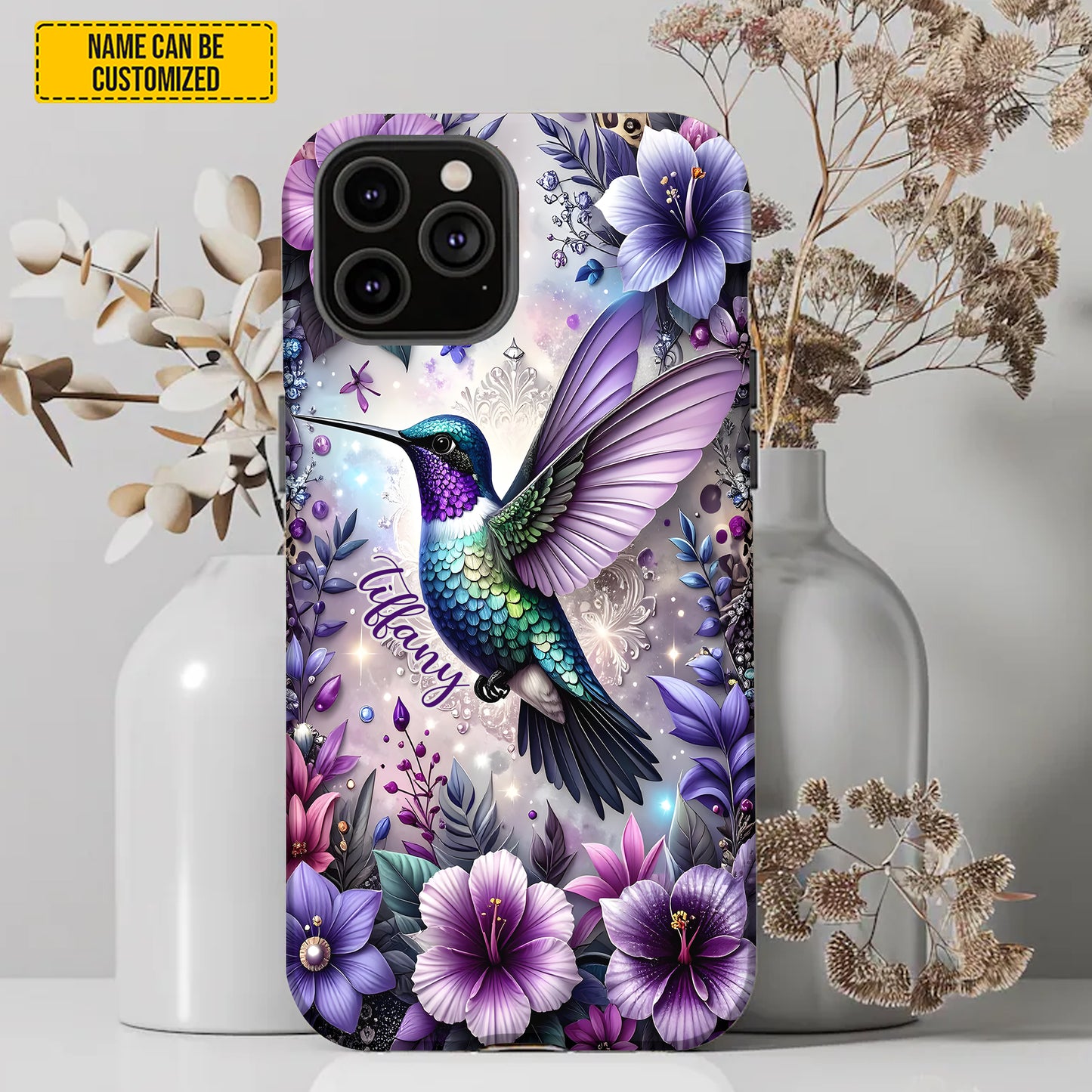 Personalized Hummingbird Floral Phone Case