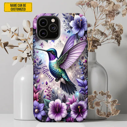 Personalized Hummingbird Floral Phone Case