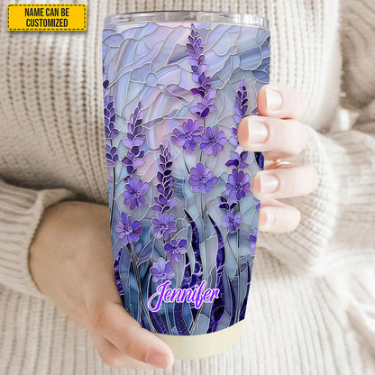 Personalized Lavender Stained Glass Tumbler