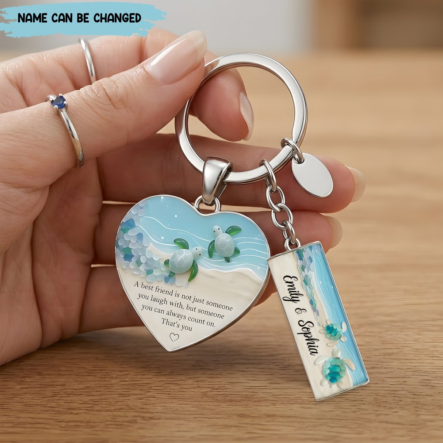 Personalized Best Friends Turtle Keychain Gift Set