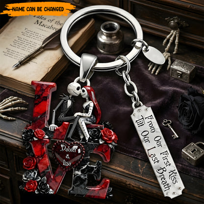 Personalized Gothic Couple LOVE Keychain