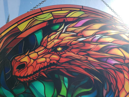 Rainbow Dragon Stained Glass Suncatcher