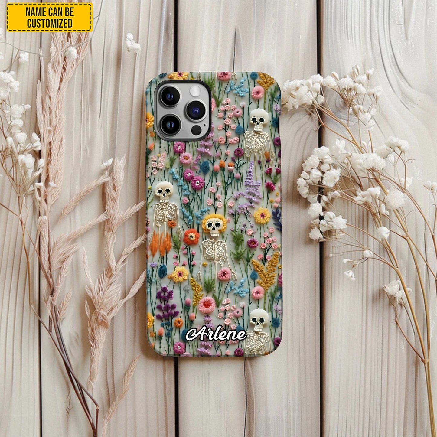 Personalized Skull Floral Phone Case