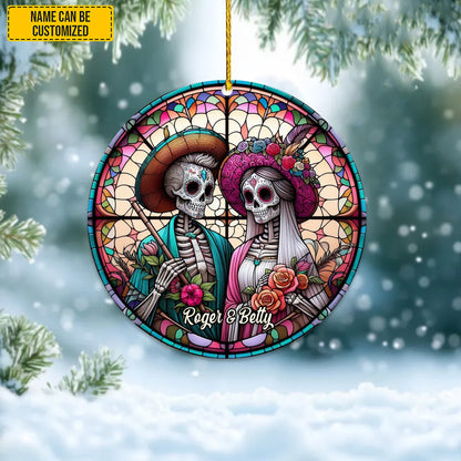 Personalized Gothic Couple Stained Glass Ornament