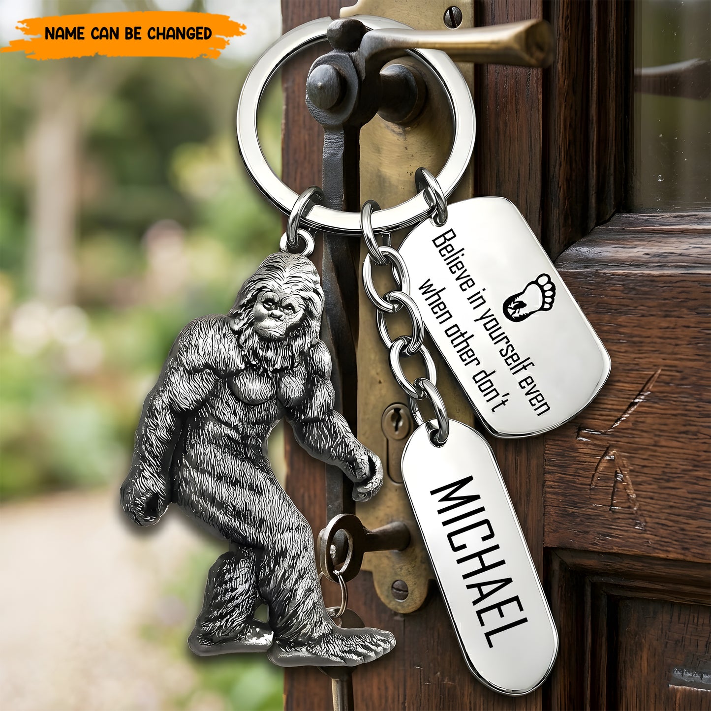 Believe In Yourself - Personalized Bigfoot Keychain
